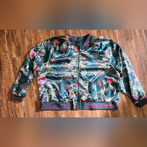 Floral Satin Bomber Jacket